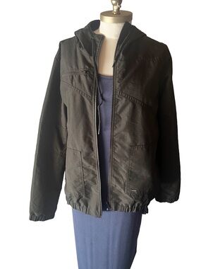 Volcom Olive Green Hooded Women's Rain Jacket